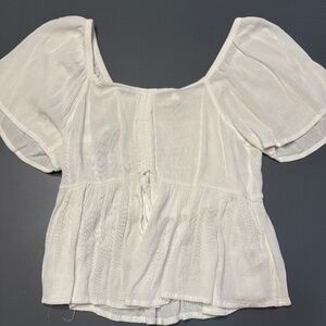 White Short Sleeve Flowy Top